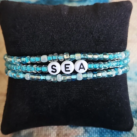 Beaded Bracelet Stack "Sea" - Picture 5 of 5